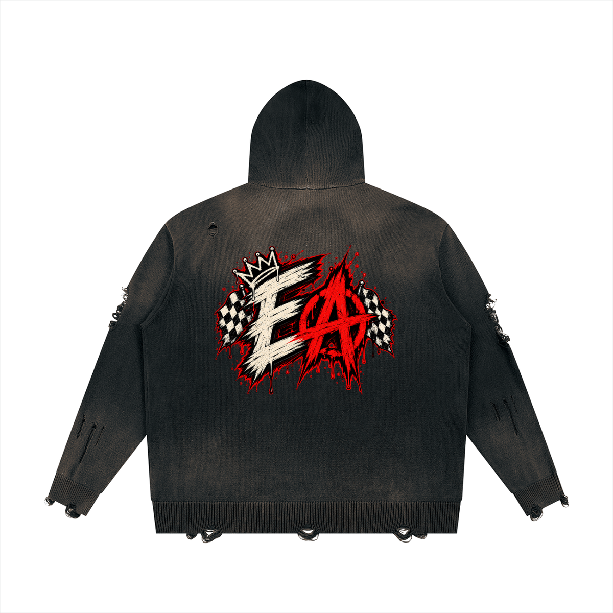 Alumni Unisex Distressed Full Zip Sweater