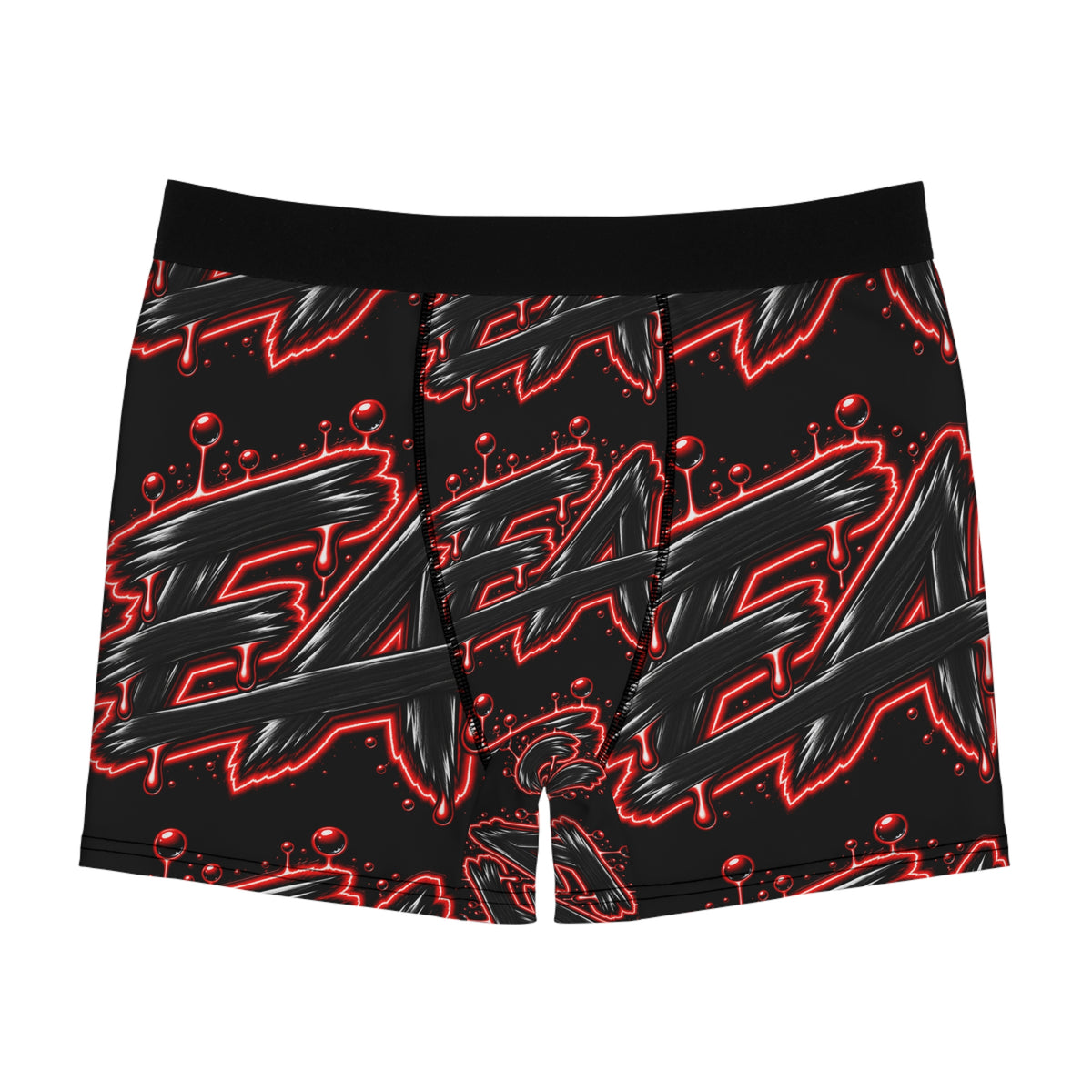 Boxer Briefs — Black Red Graffiti 'EA' All-Over Print