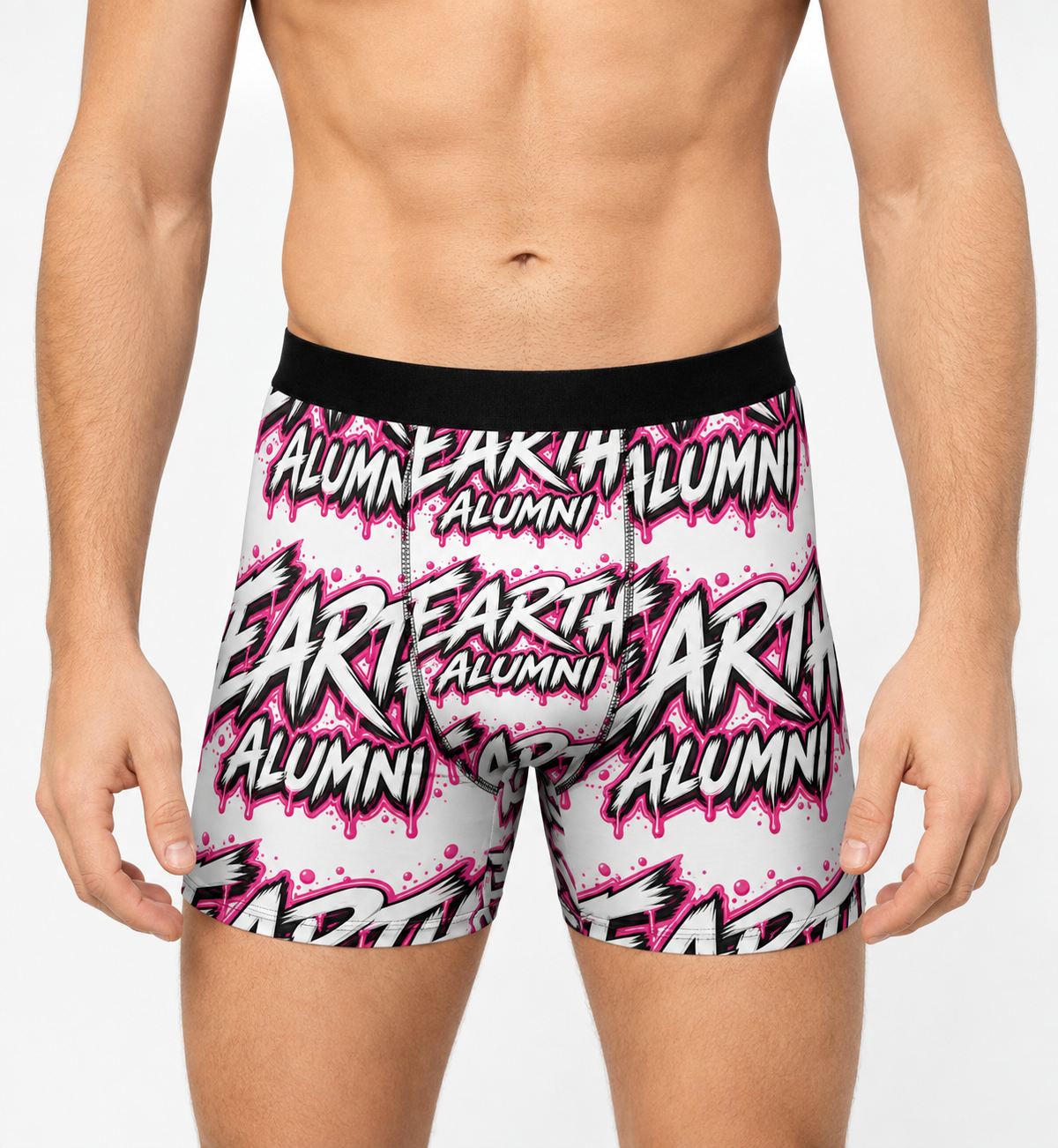 Earth Alumni Graphic Boxer Briefs — Bold Pink Graffiti Print