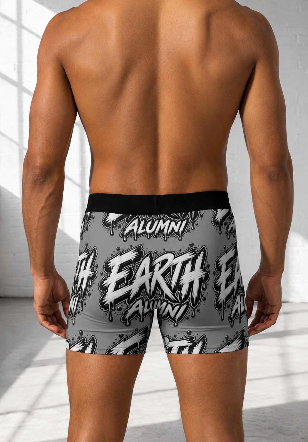 Earth Alumni Graphic Boxer Briefs — Bold Monochrome AOP Underwear