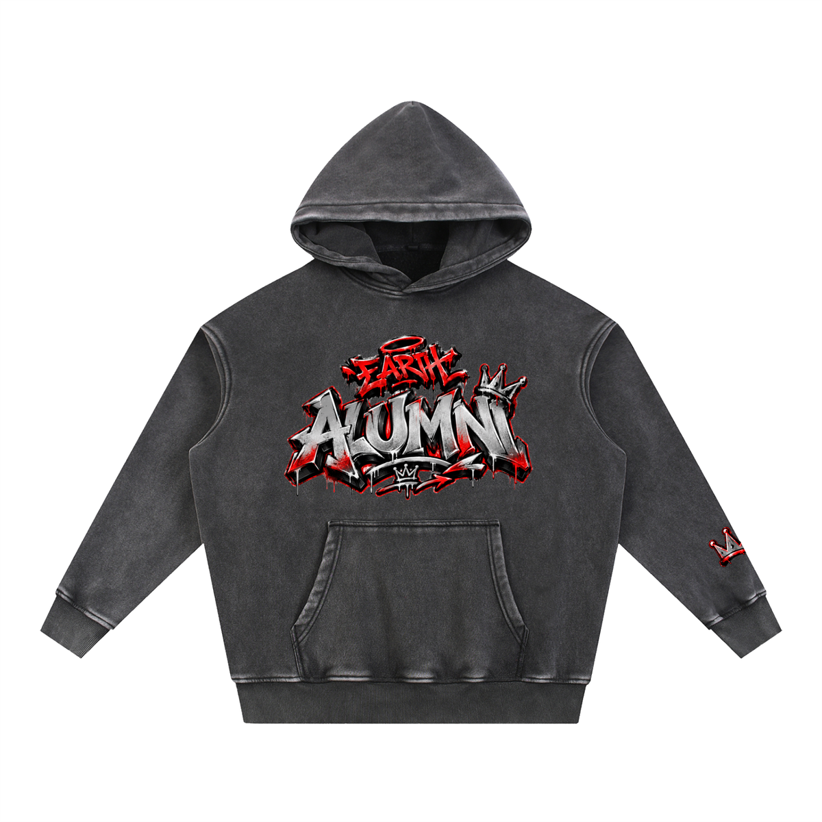 Graffiti Alumni Snow Wash Fleece Oversize Hoodie