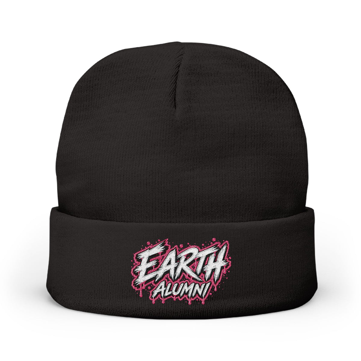 Earth Alumni (Pink) embroidered Knit Beanie | streetwear embroidered beanie