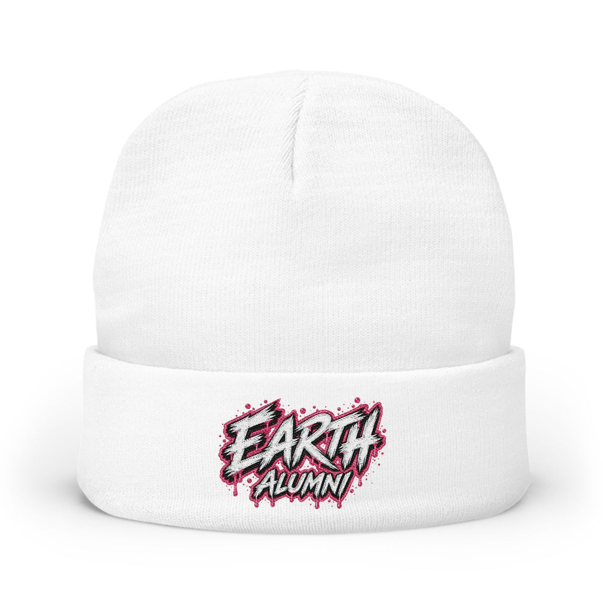 Earth Alumni (Pink) embroidered Knit Beanie | streetwear embroidered beanie