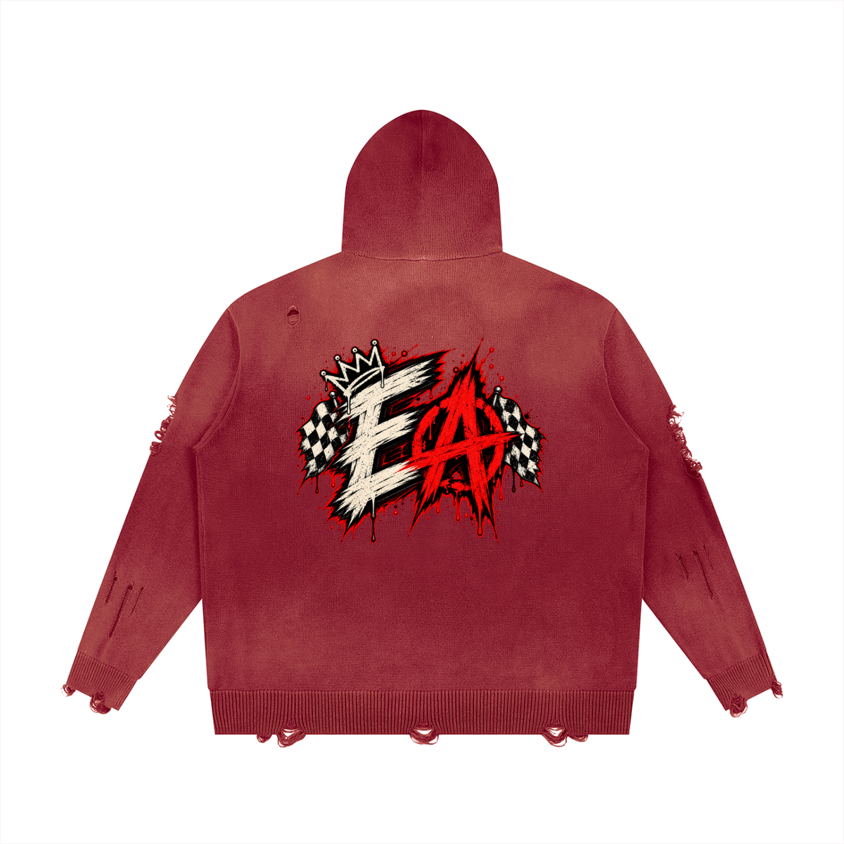 Alumni Unisex Distressed Full Zip Sweater