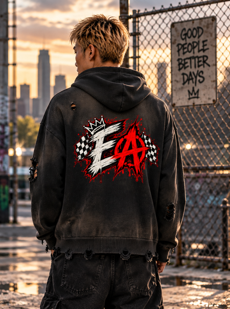 Alumni Unisex Distressed Full Zip Sweater