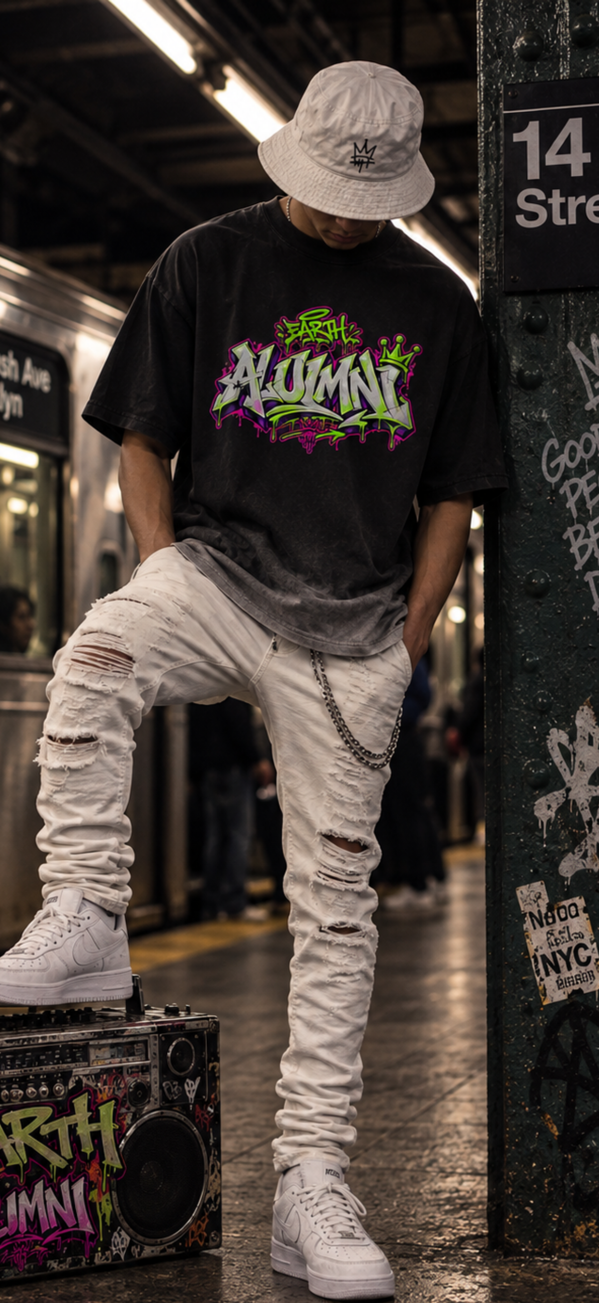 Alumni men’s/women’s graffiti Sunfade Vintage Washed T-Shirt